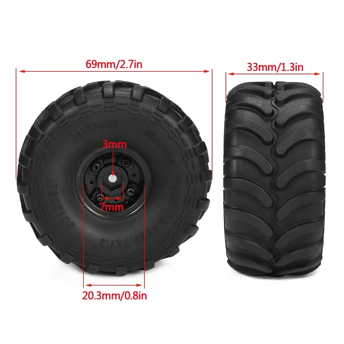 4pcs Monster Truck Tires with  - Wheel Rim Rc review and price