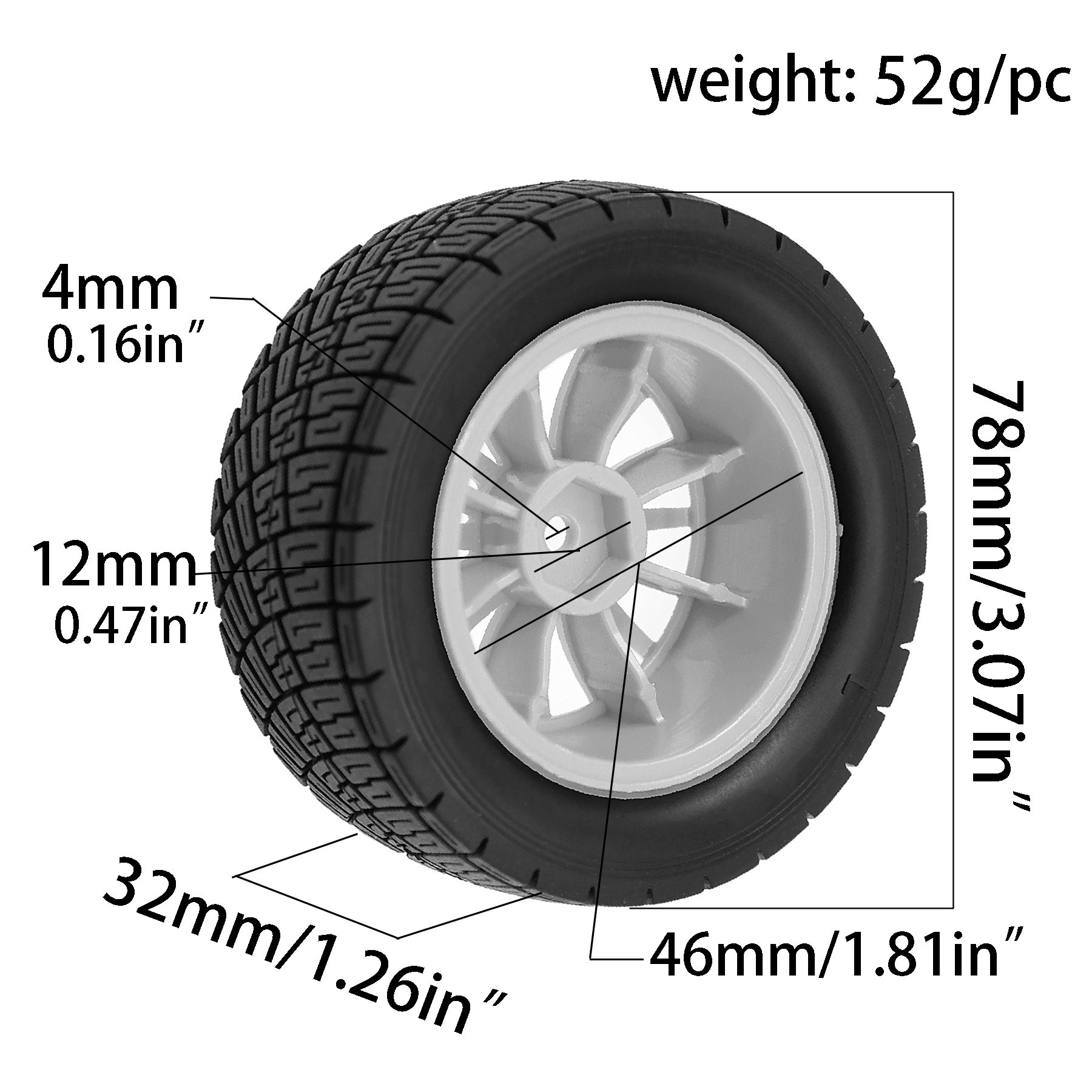 78mm 1/10 RC Rally Rubber Tire - Wheel Rim Rc review and price