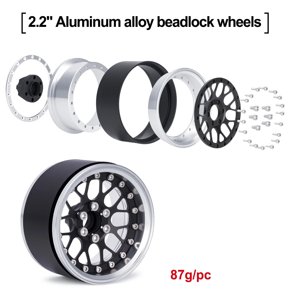 2.2 Inch Aluminum Beadlock Whe - Wheel Rim Rc review and price